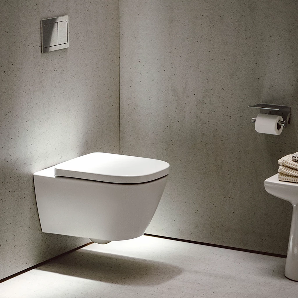 Meda vegghengt toalett, hvit, med toalettsete Meda vegghengt toalett, hvit, med toalettsete